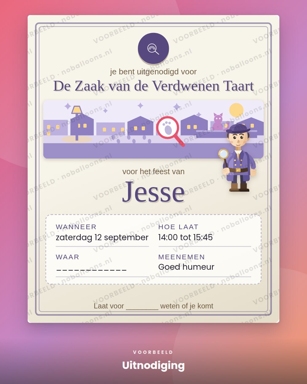Uitnodiging, voorbeeld