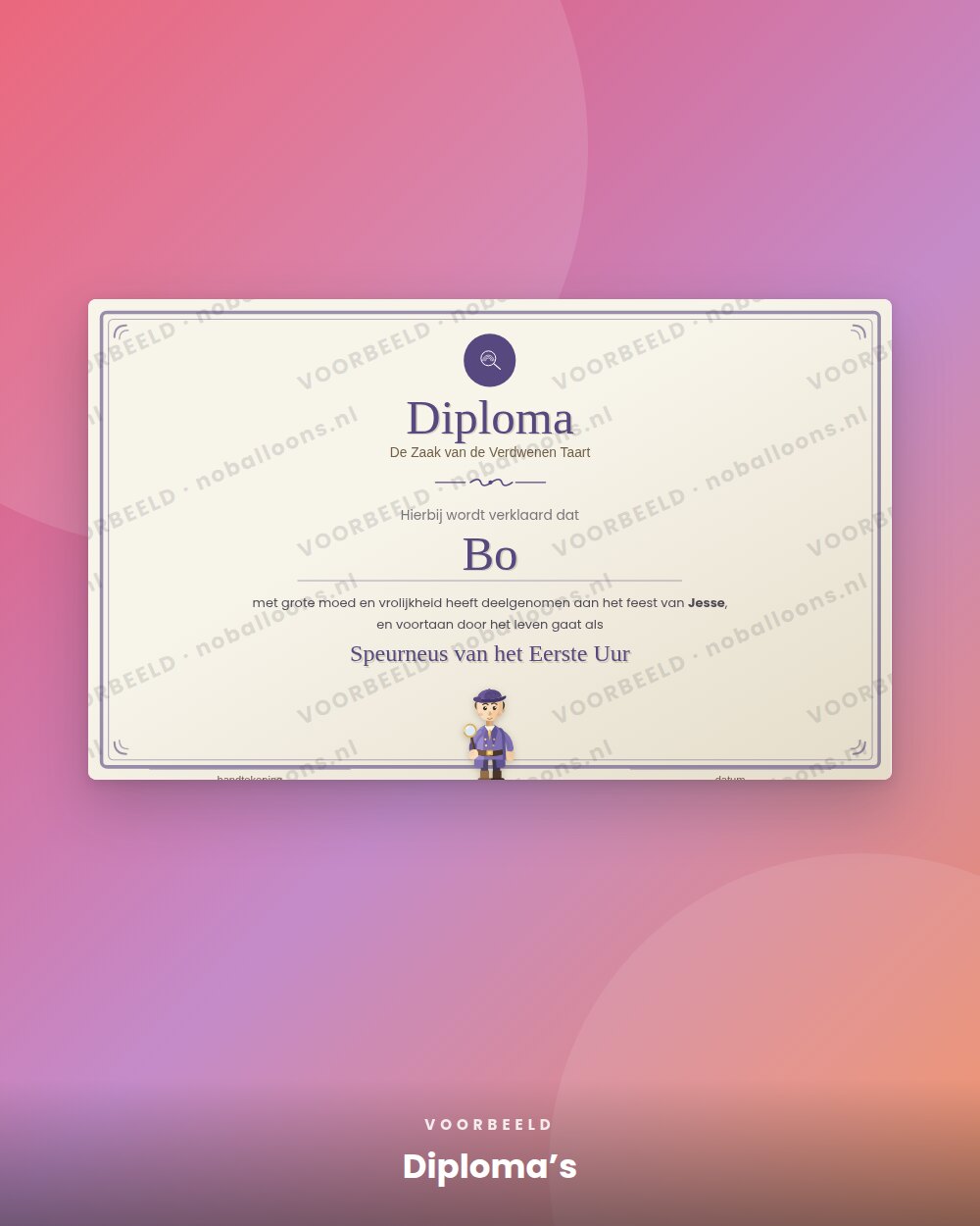 Diploma’s, voorbeeld