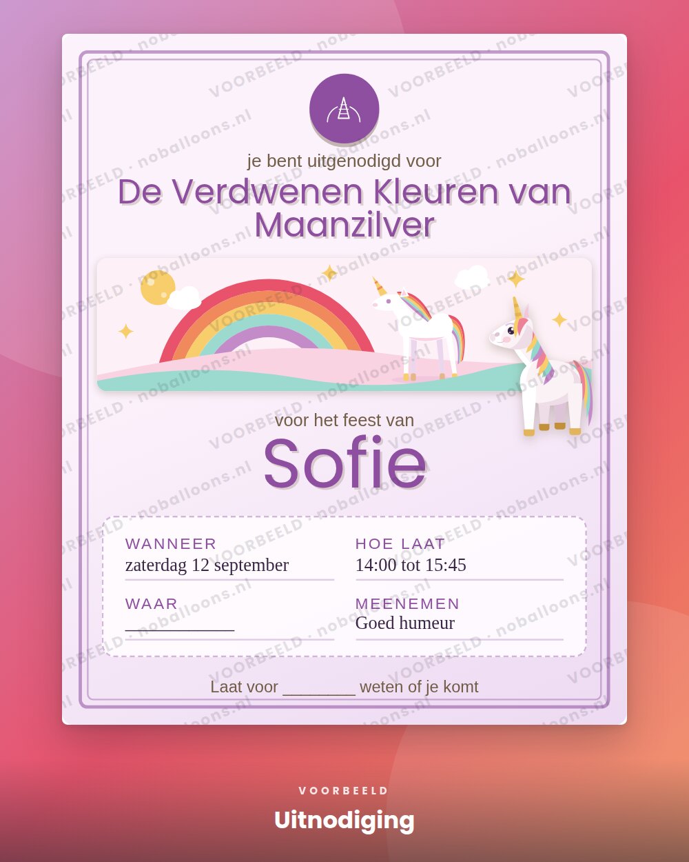 Uitnodiging, voorbeeld