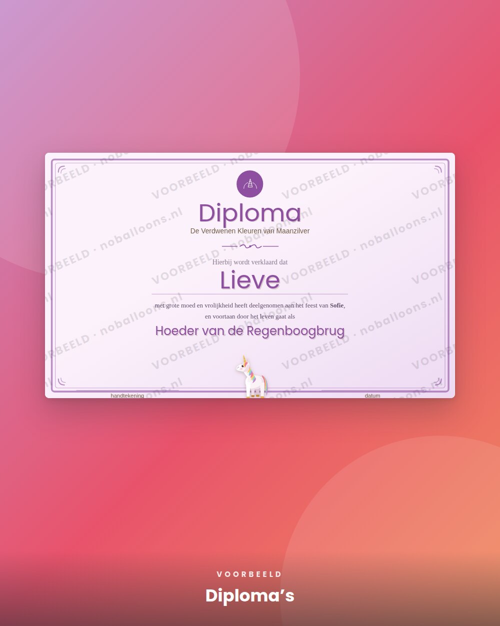 Diploma’s, voorbeeld