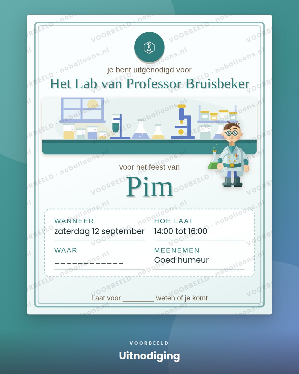 Uitnodiging, voorbeeld