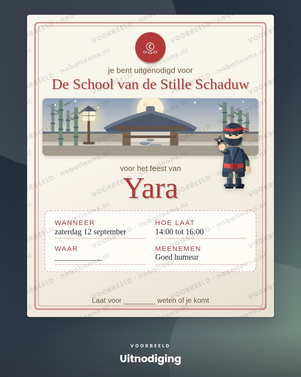 Uitnodiging, voorbeeld