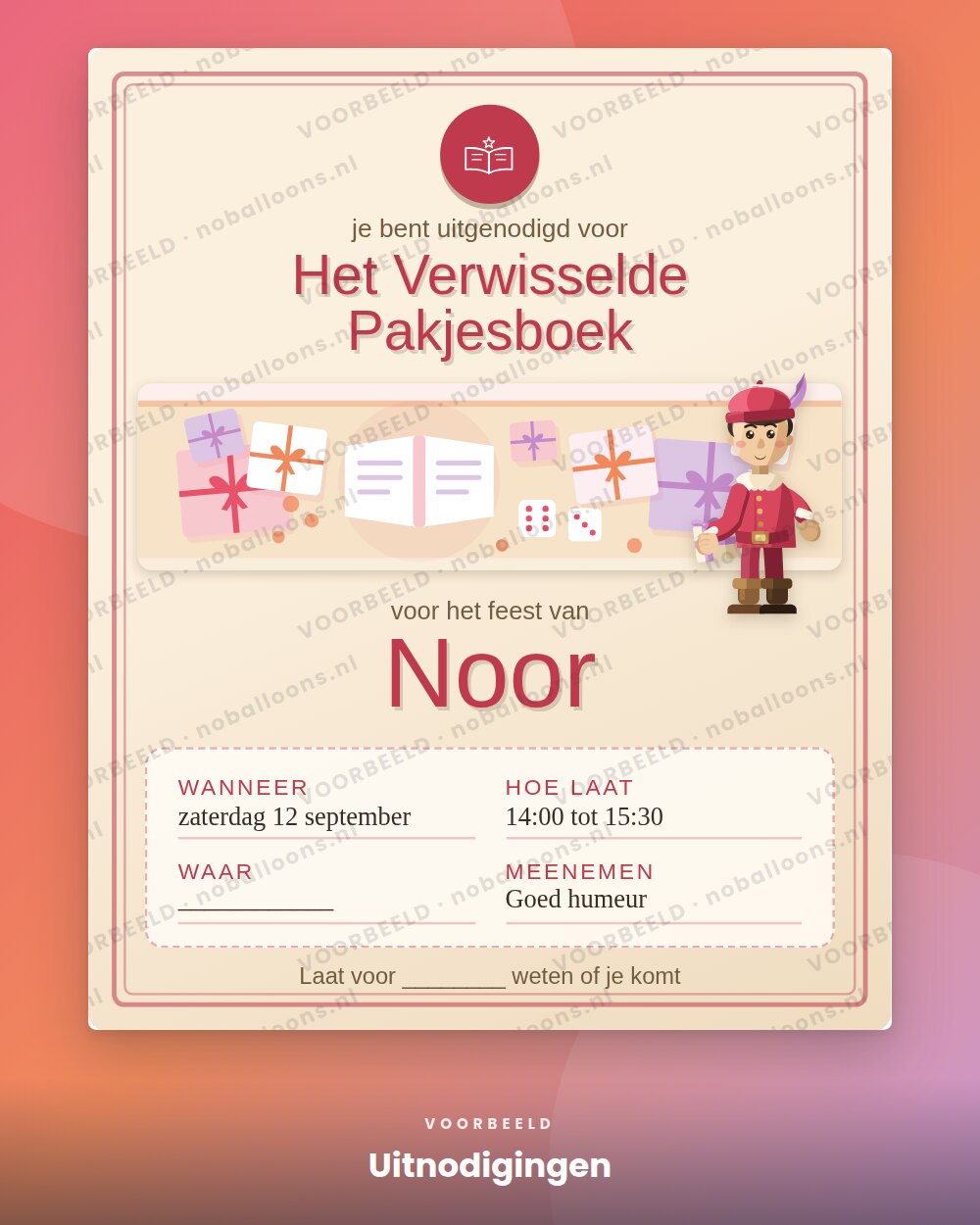 Uitnodigingen, voorbeeld