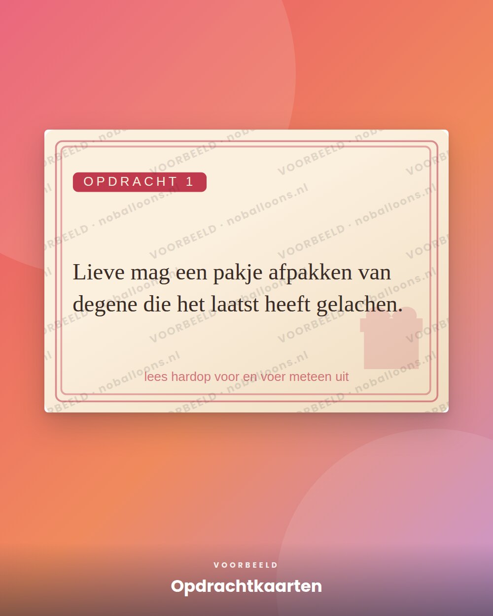 Opdrachtkaarten, voorbeeld