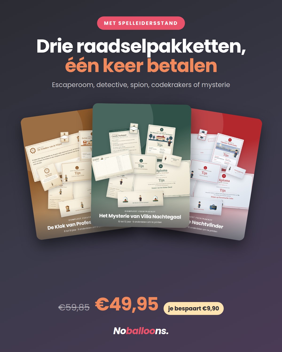 Kies zelf drie raadselpakketten