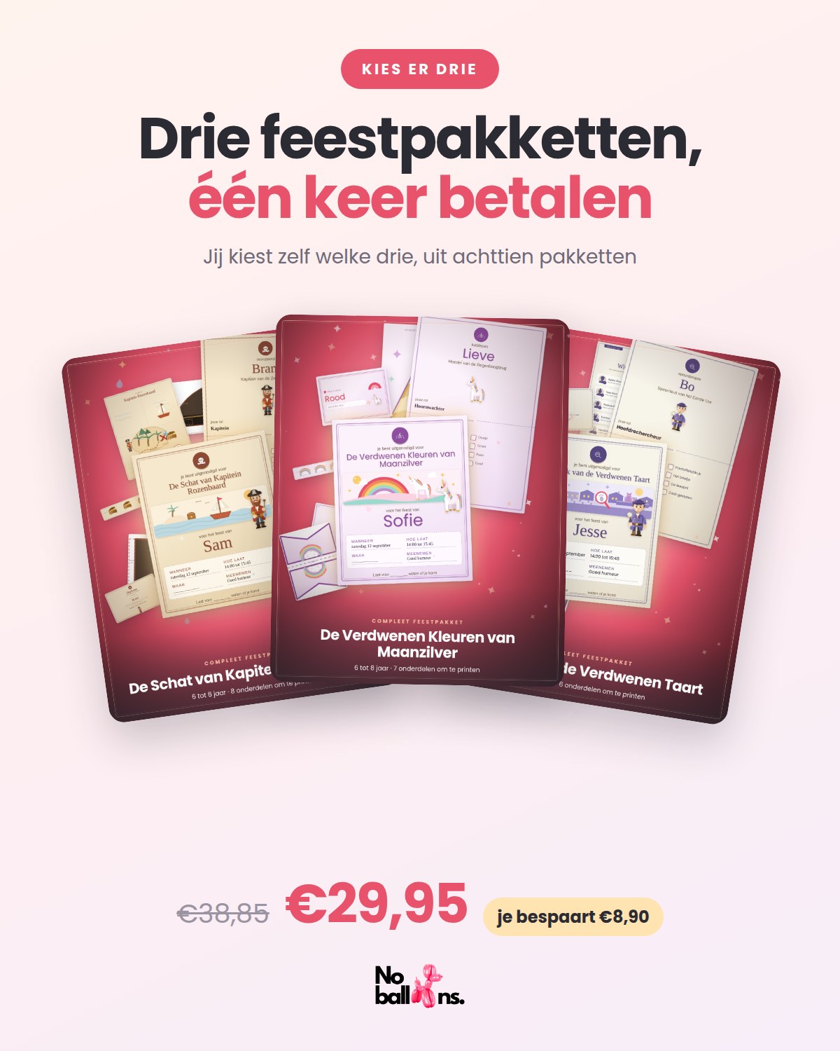 Kies zelf drie feestpakketten
