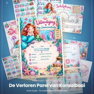 Zeemeerminnenfeest compleet pakket, 4 tot 6 jaar